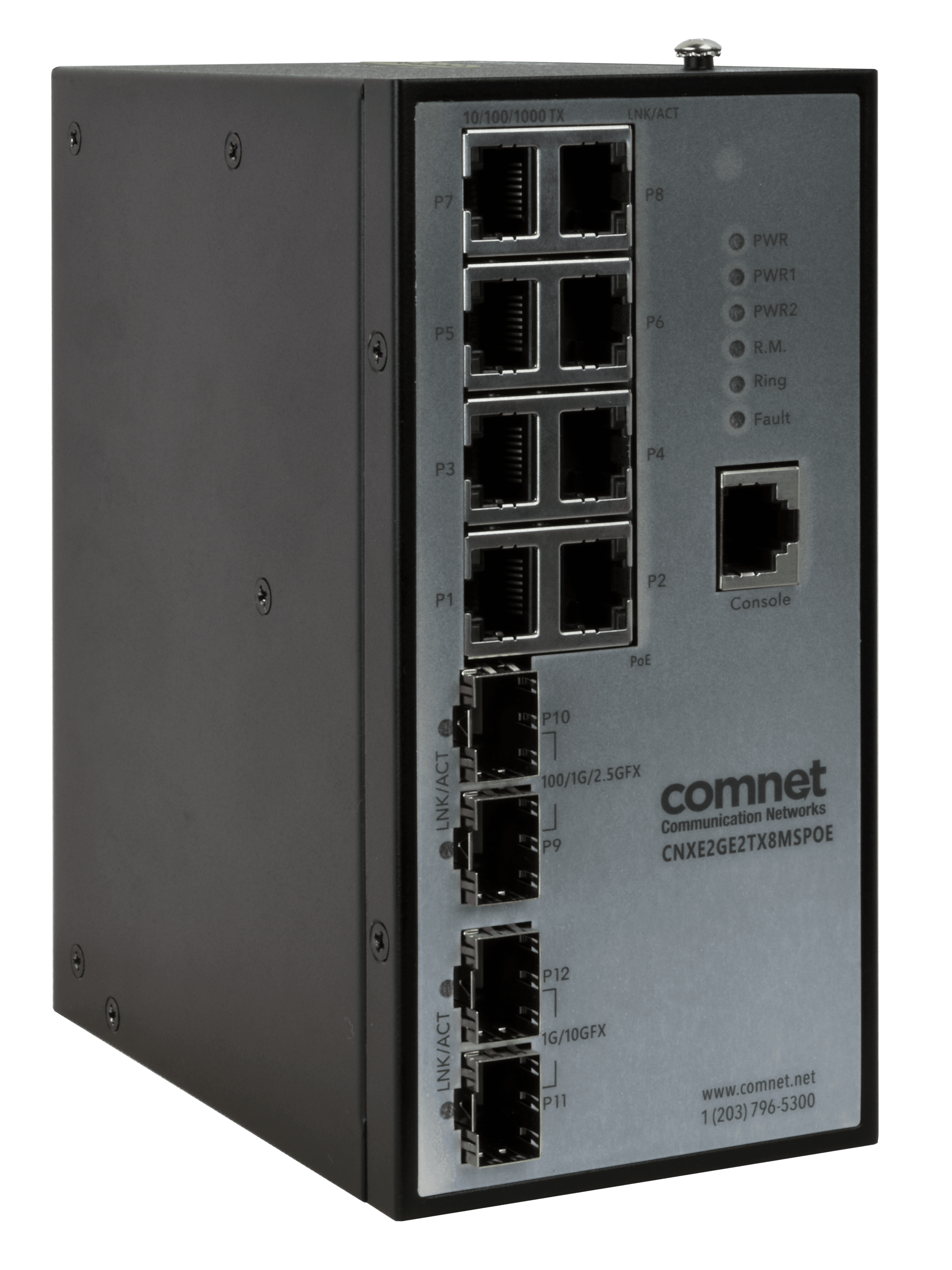 Hardened Managed L2+ PoE Switch, 4 SFP, 8 RJ45