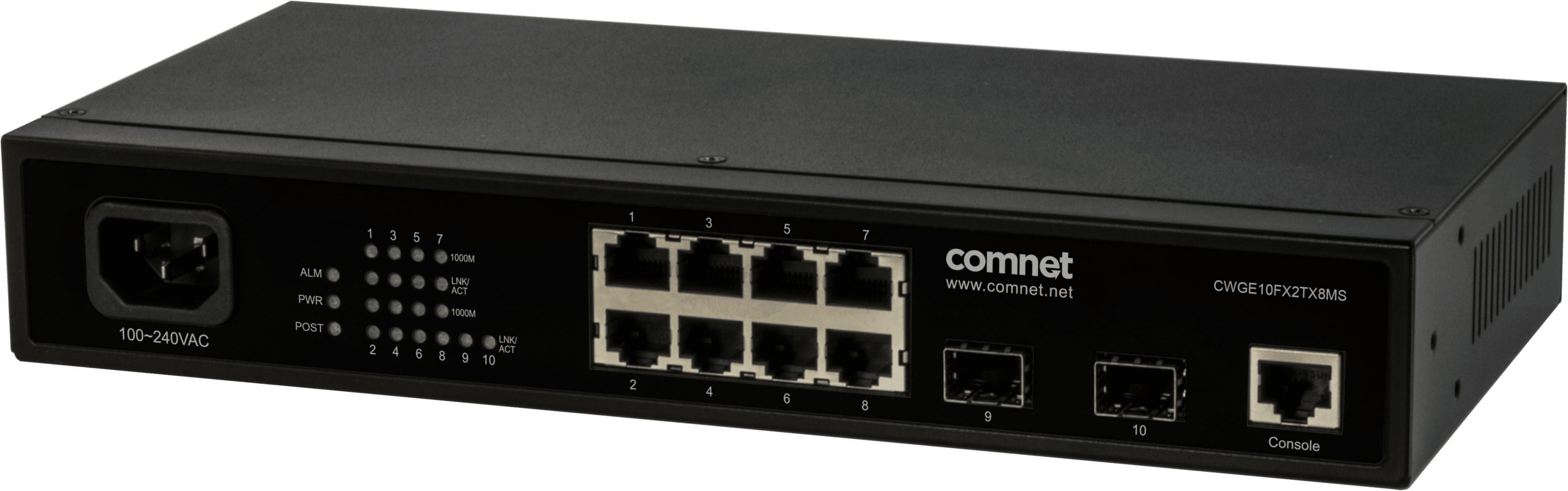 Commercial Managed L2 Switch, 2 SFP, 8 RJ45