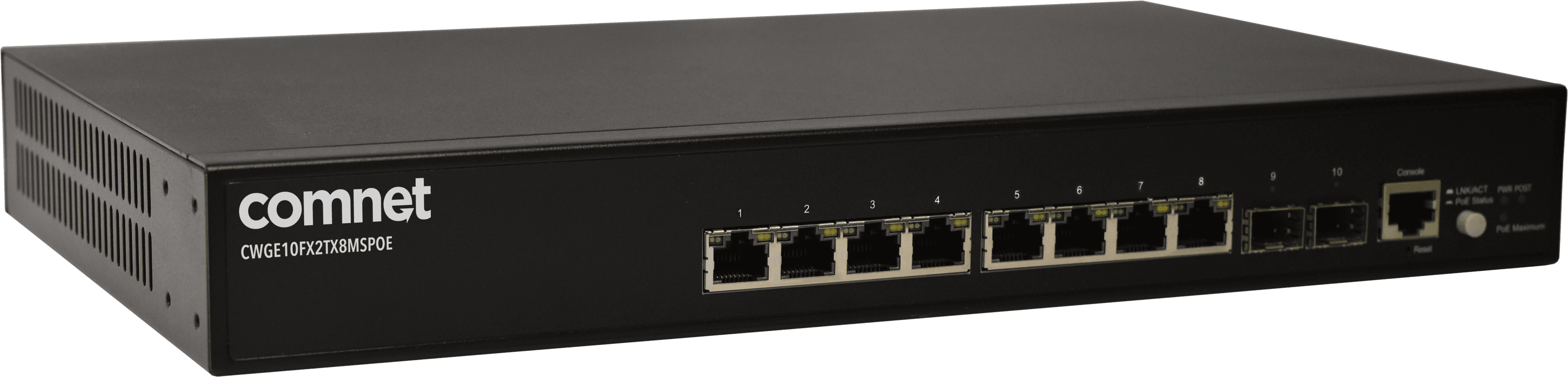 Commercial Managed L2 PoE Switch, 2 SFP, 8 RJ45