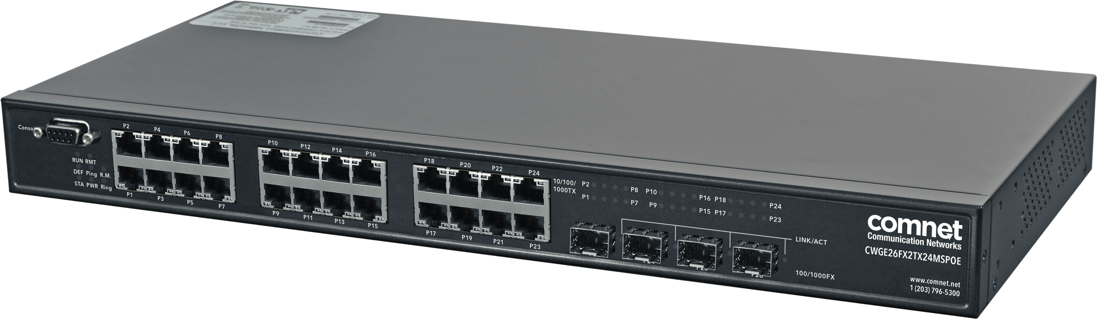 Commercial Managed L2 PoE Switch, 2 SFP, 2 Combo, 22 RJ45