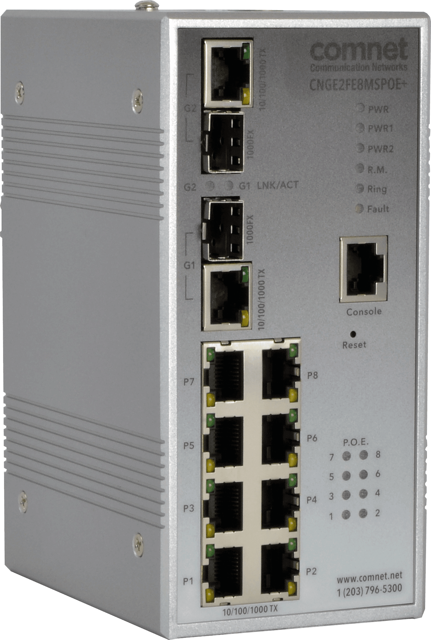 Hardened Managed L2+ PoE Switch, 2 Combo, 8 RJ45