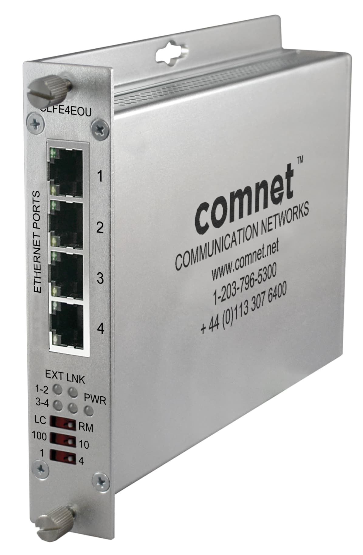 Ethernet Extender over Twisted-Pair, af PoE Passthrough Supported, 4-Channel