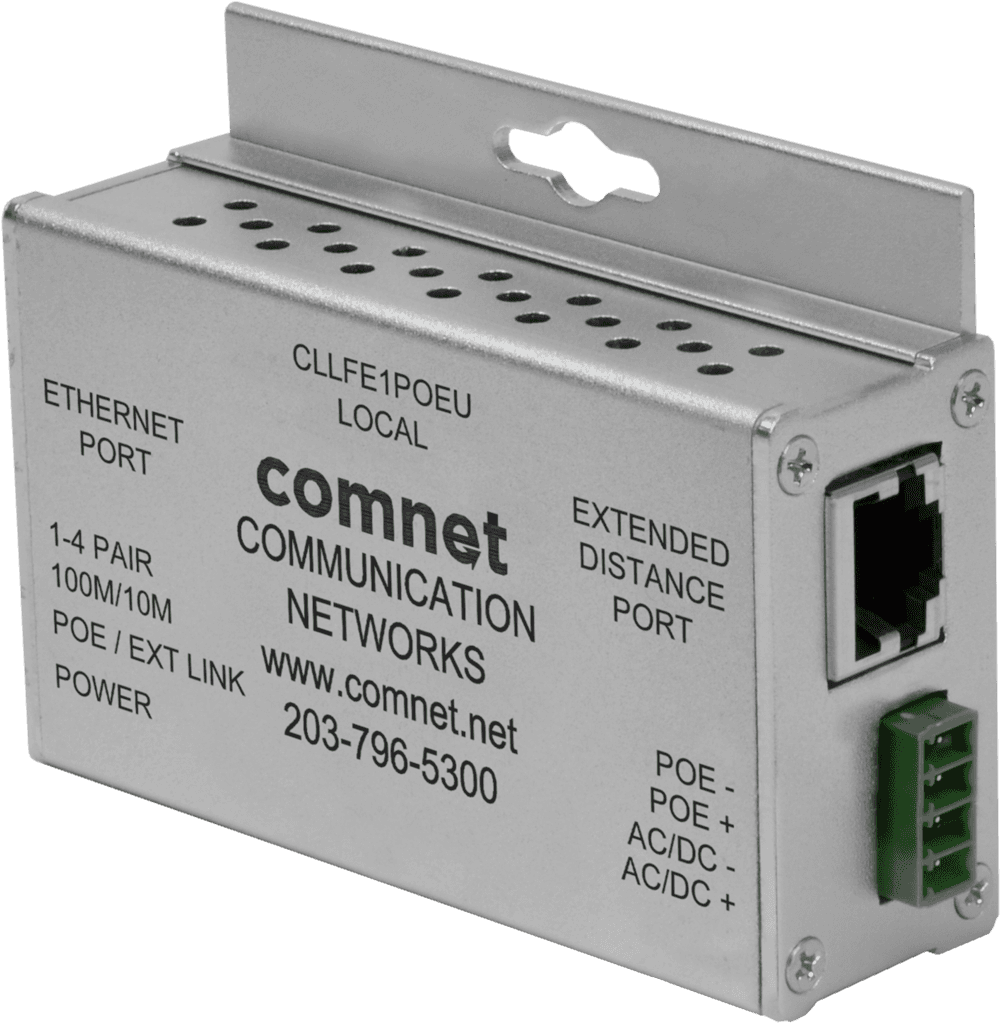 Ethernet Extender over Twisted-Pair, Local, at PoE Passthrough Supported, Single-Channel