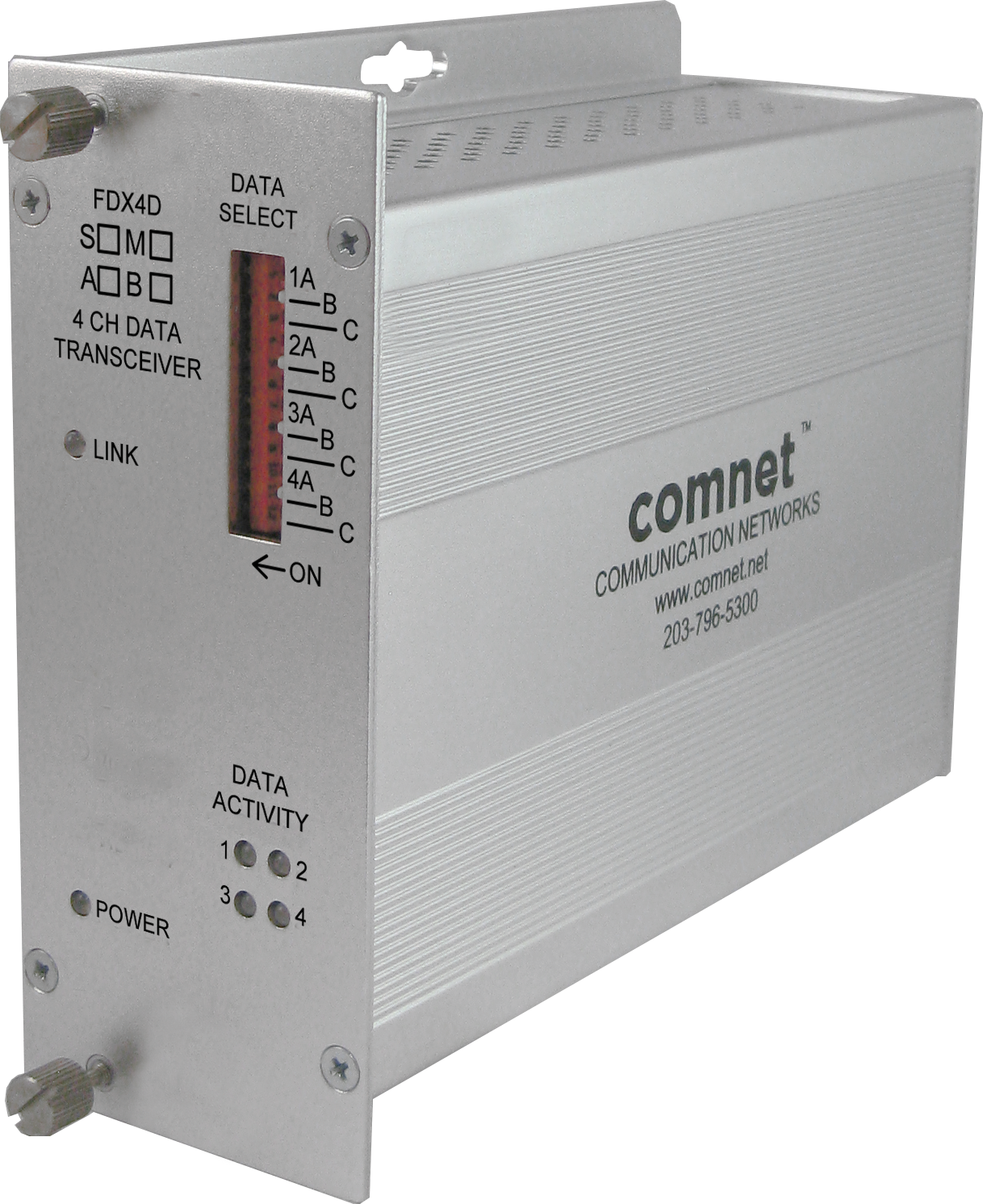 RS232/422/485 4-Channel Universal Data Transceiver, multimode, 1 fiber, A end