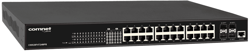 Commercial Managed L2+ PoE bt Switch, 4 SFP+, 24 RJ45