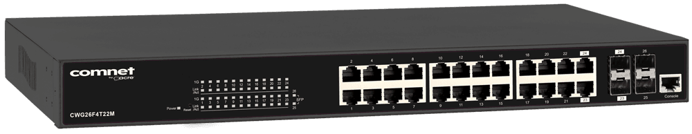 Commercial Managed L2+ Switch, 2 SFP, 2 Combo, 22 RJ45