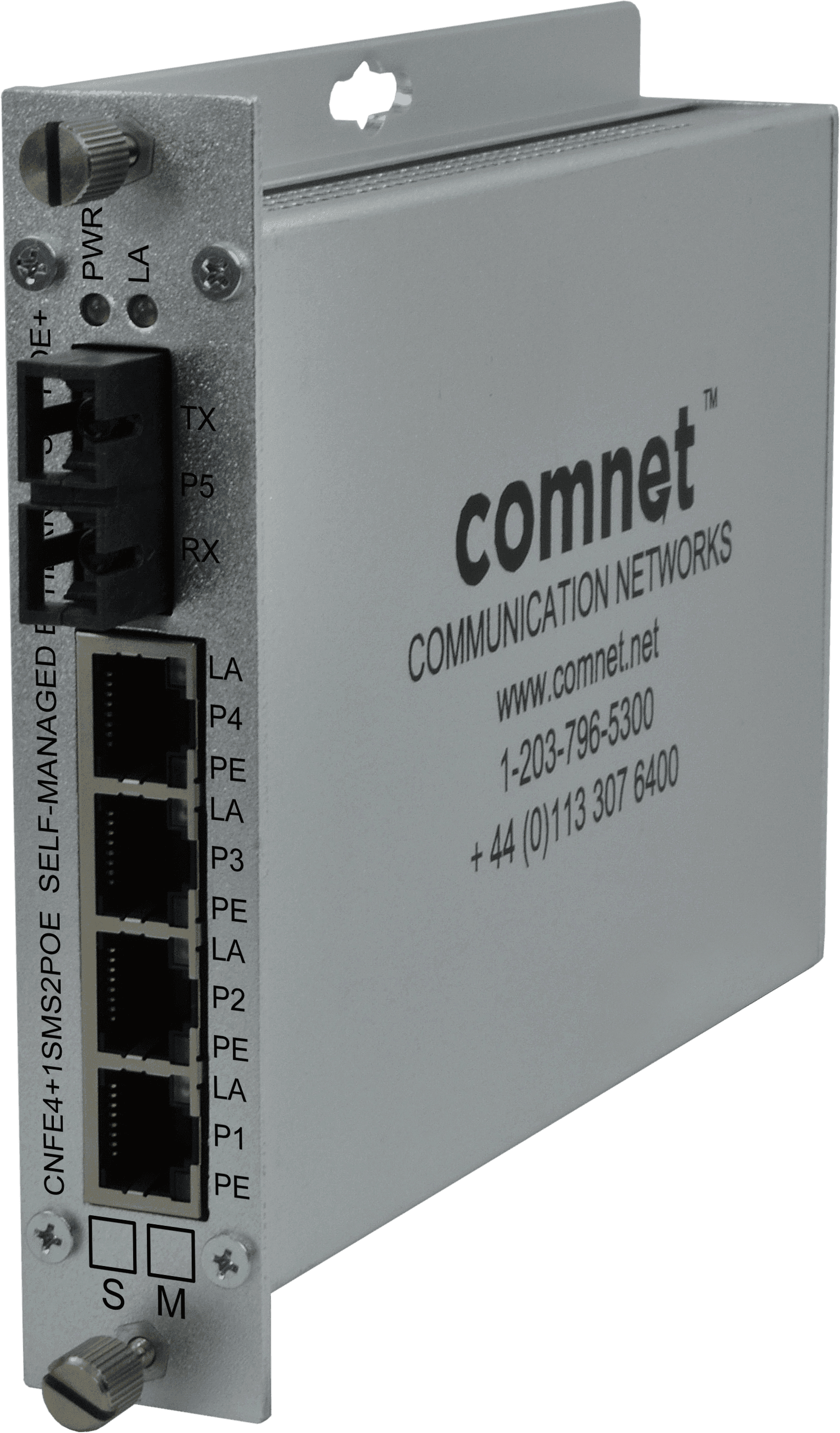 4TX/1FX 10/100 SELF-MANAGEDETHER SW WITH POE+,MM,2FIB,SC