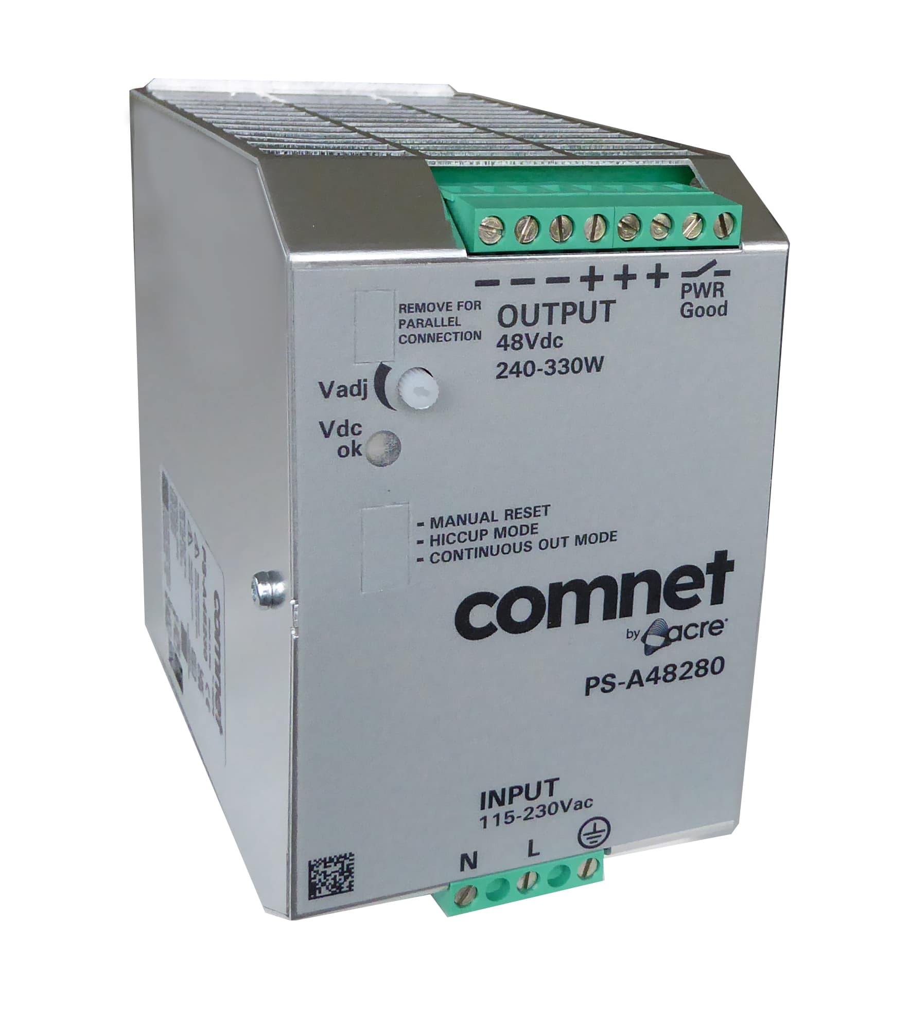Hardened DIN Rail Power Supply, 280W, 48VDC