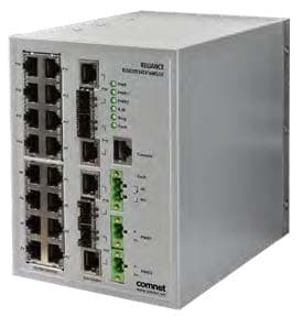 Hardened Managed L2+ Switch, 4 SFP, 16 RJ45, High Voltage, Substation-Rated